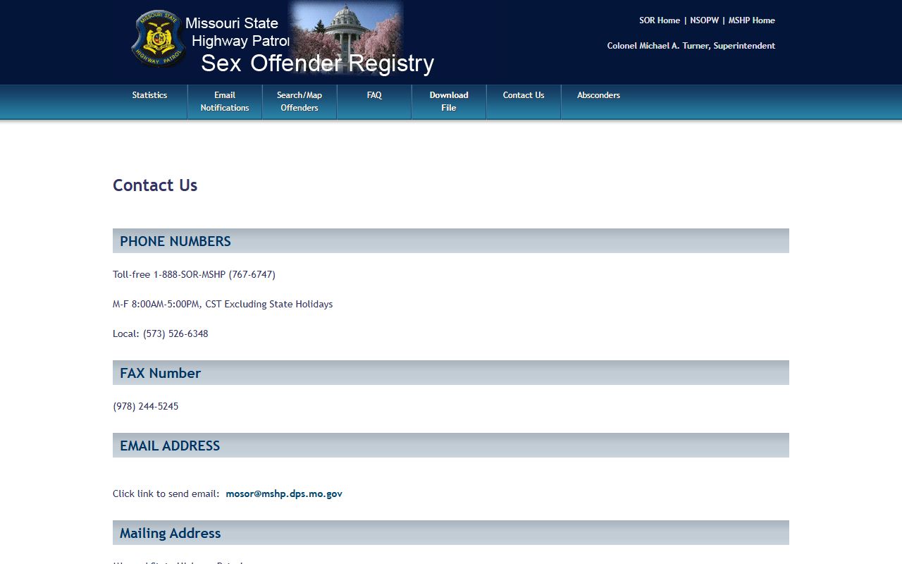 Dunklin County arrest records Missouri Highway Patrol registry contact source