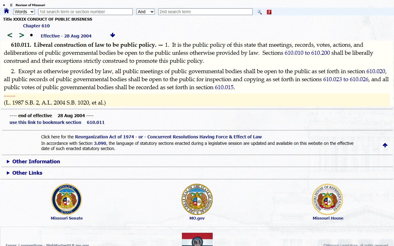Dunklin County court records Missouri Sunshine Law policy