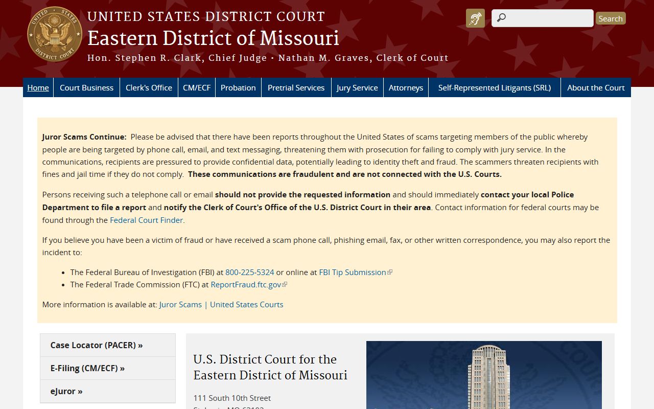 Dunklin County Circuit Court records compared with Eastern District of Missouri