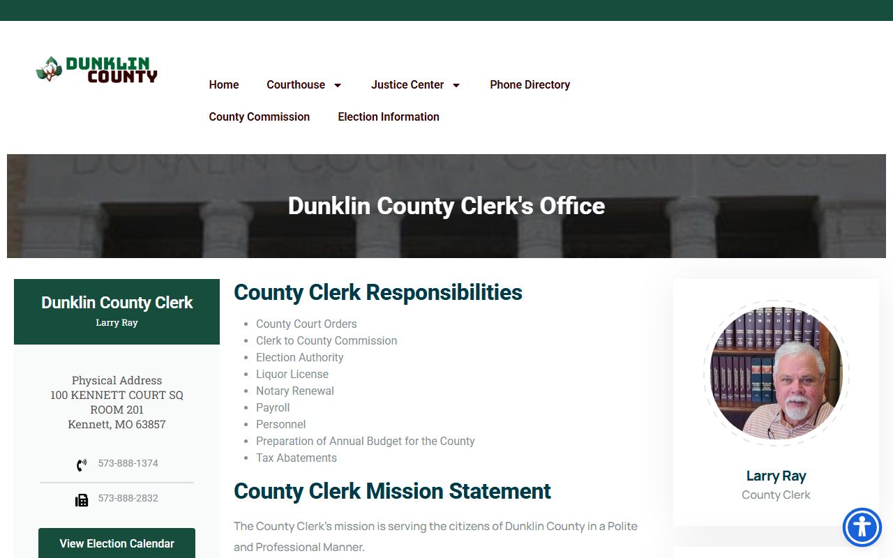 Dunklin County court records County Clerk page