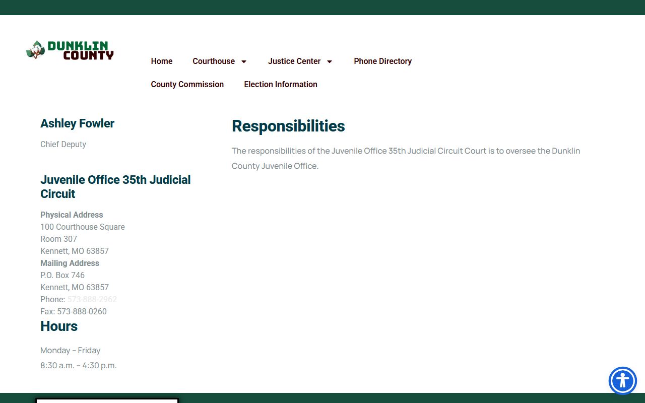 Dunklin County court records juvenile and court division office